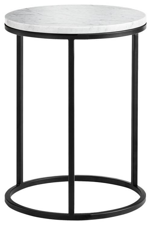 BEISTELLTISCH in Stein 39/39/55 cm  - Weiss/Schwarz, Design, Stein/Metall (39/39/55cm) - Johann Jakob