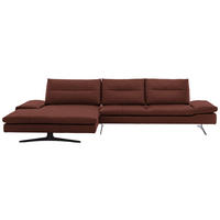 ECKSOFA in Echtleder Schlammfarben  - Schlammfarben/Schwarz, Modern, Leder/Metall (158/342cm) - Chilliano
