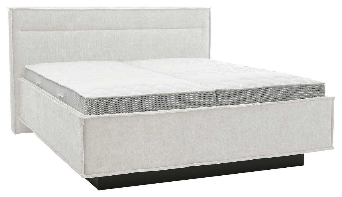 POLSTERBETT 180/200 cm,  in Weiß, gepolstertes Kopfteil, Bettkasten, Lattenroste, Matratzen, H2 + H3 = mittel + fest  - Weiß/Grau, Design, Textil (180/200cm) - Musterring