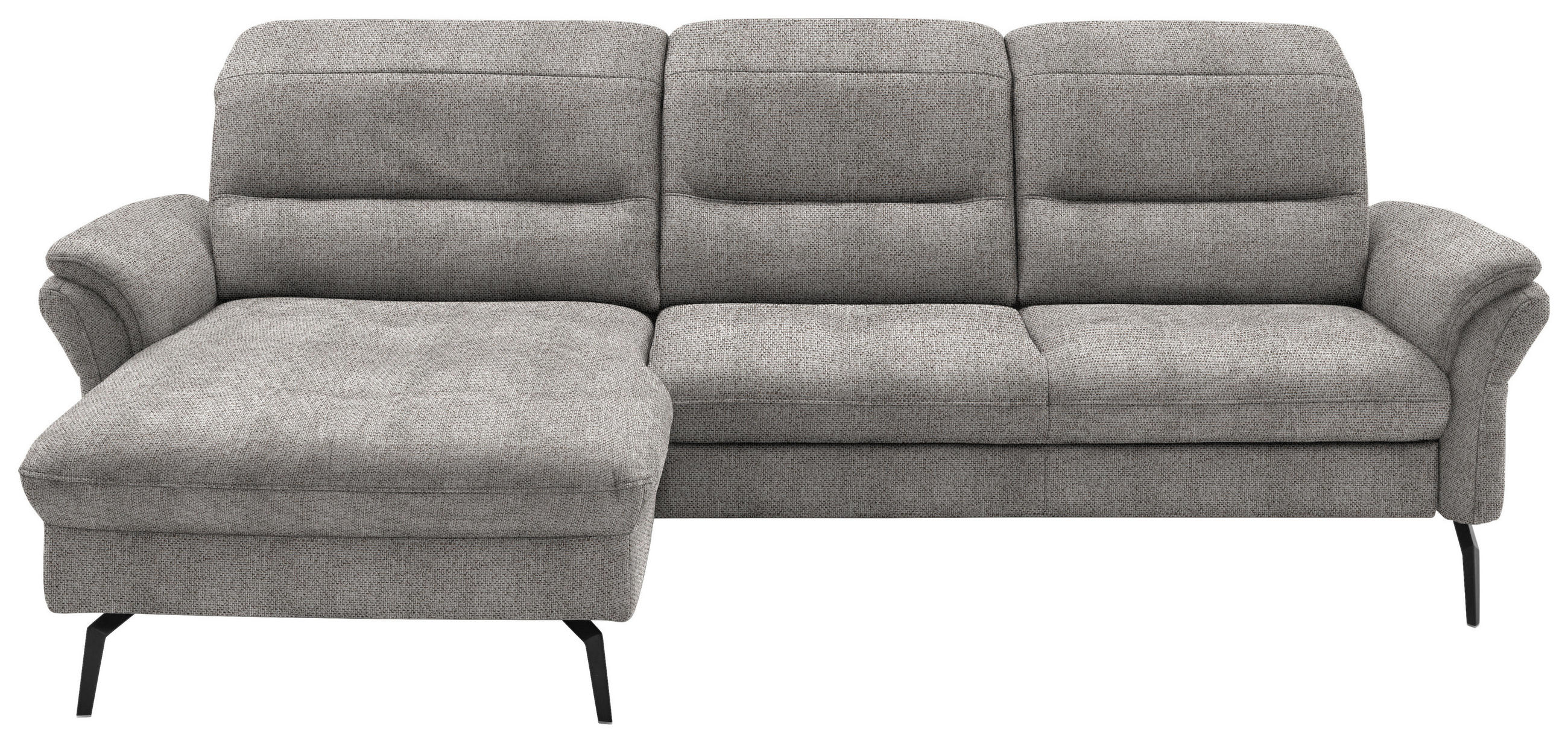 ECKSOFA in Flachgewebe Graubraun  - Graubraun/Schwarz, Konventionell, Textil/Metall (181/260cm) - Beldomo Speed