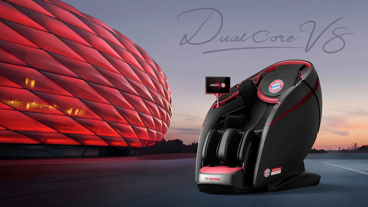 MASSAGESESSEL FC BAYERN MÜNCHEN  mit Lederlook Rot, Schwarz integrierte Lautsprecher, Relaxfunktion, Liegefunktion, Sitzheizung, Netzbetrieb, Massagefunktion, Herz-Waage-Funktion, integrierter Akku, abwischbar, ausziehbare Fußstütze, Bluetooth-Lautsprecher, Rückenlehne in S-Form  - Rot/Schwarz, KONVENTIONELL, Kunststoff/Textil (177-190/130/86cm) - Welnova