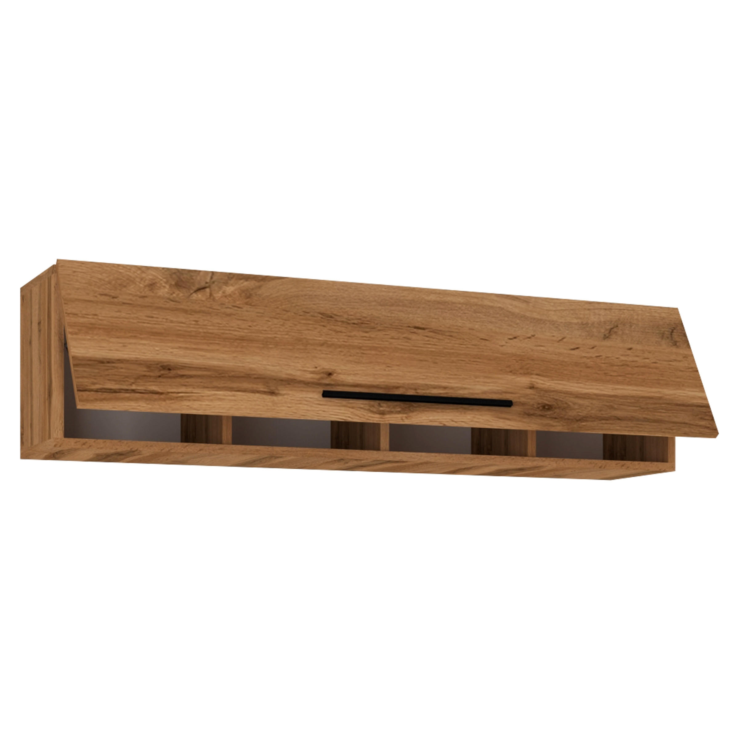 WANDREGAL Honigeiche  - Honigeiche/Schwarz, MODERN, Holzwerkstoff/Metall (115/30/30cm) - MID.YOU
