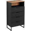 MIDISCHRANK 50/91/32 cm  - Eichefarben/Schwarz, KONVENTIONELL, Holzwerkstoff/Metall (50/91/32cm) - home24