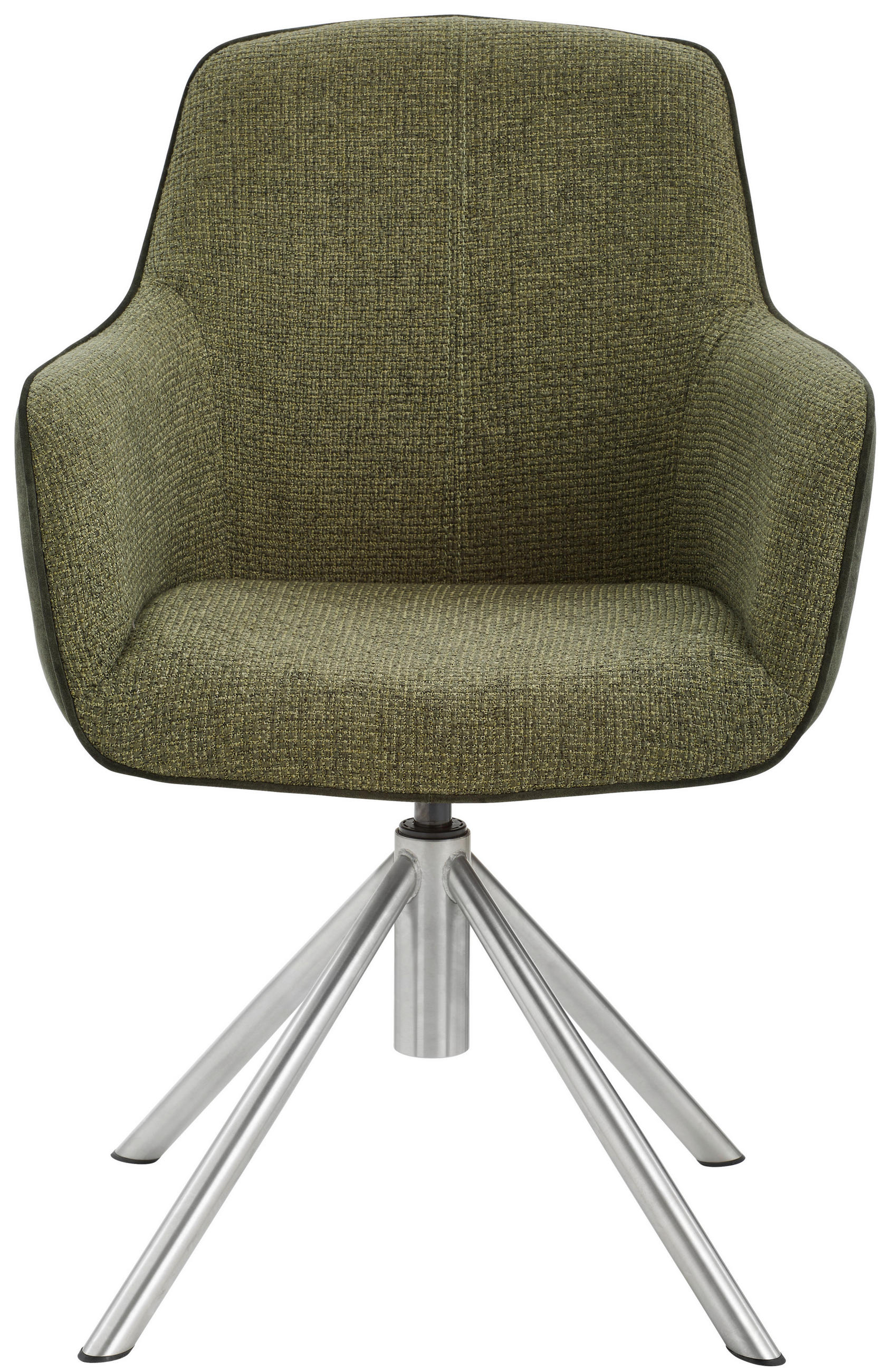 ARMLEHNSTUHL drehbar  in Edelstahl Flachgewebe  - Edelstahlfarben/Olivgrün, Design, Textil/Metall (60/88/64cm) - Novel