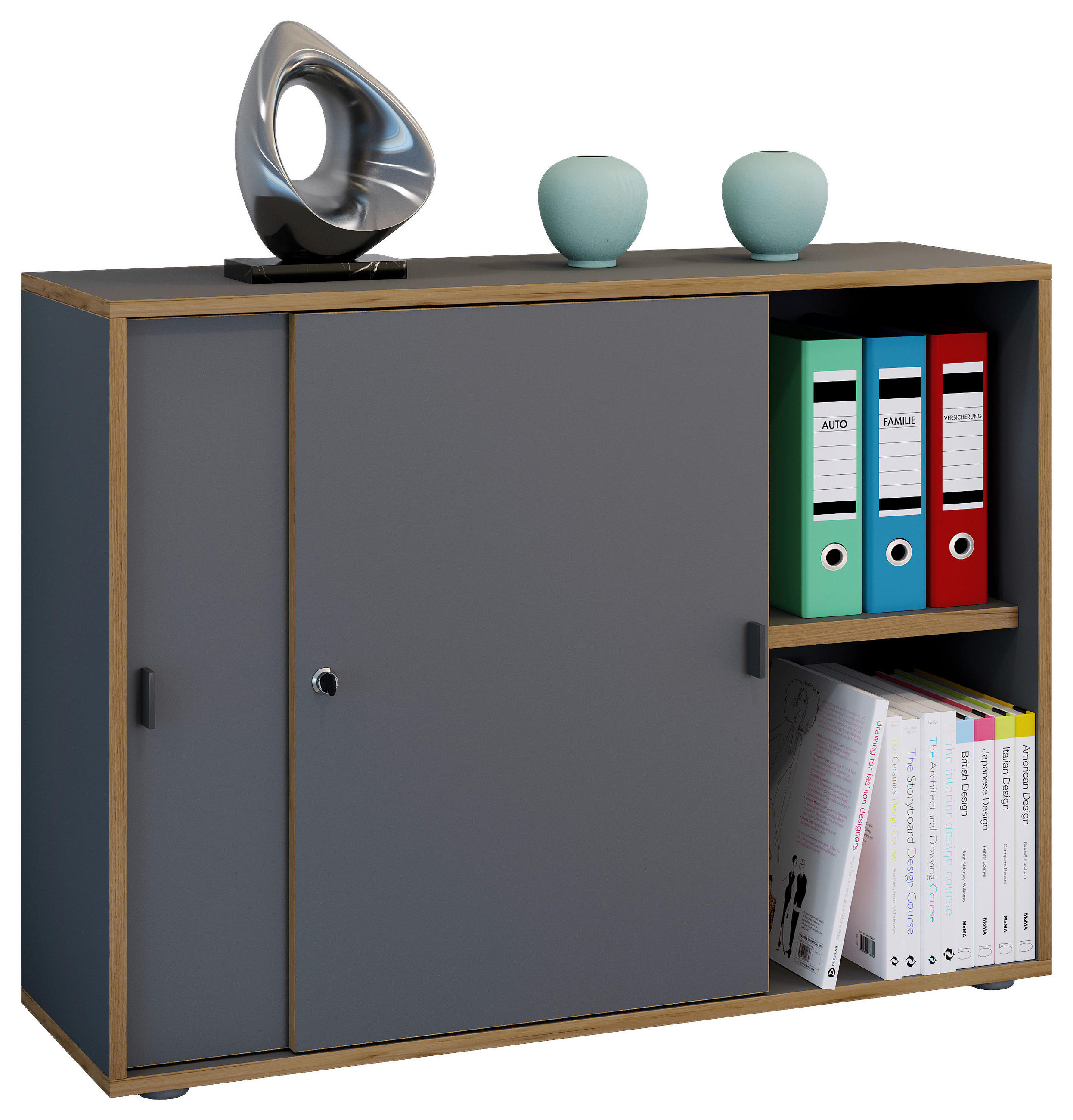 AKTENSCHRANK Anthrazit, Honigeiche  - Honigeiche/Anthrazit, Design, Holzwerkstoff (100/74/37cm) - MID.YOU