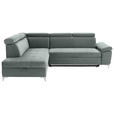 ECKSOFA in Mikrofaser Mintgrün  - Chromfarben/Mintgrün, KONVENTIONELL, Textil/Metall (206/271cm) - Carryhome