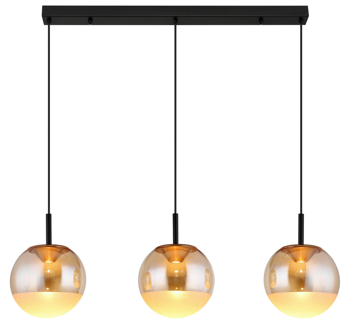 LED-HÄNGELEUCHTE 106/25/130 cm  - Messingfarben/Schwarz, KONVENTIONELL, Glas/Kunststoff (106/25/130cm)