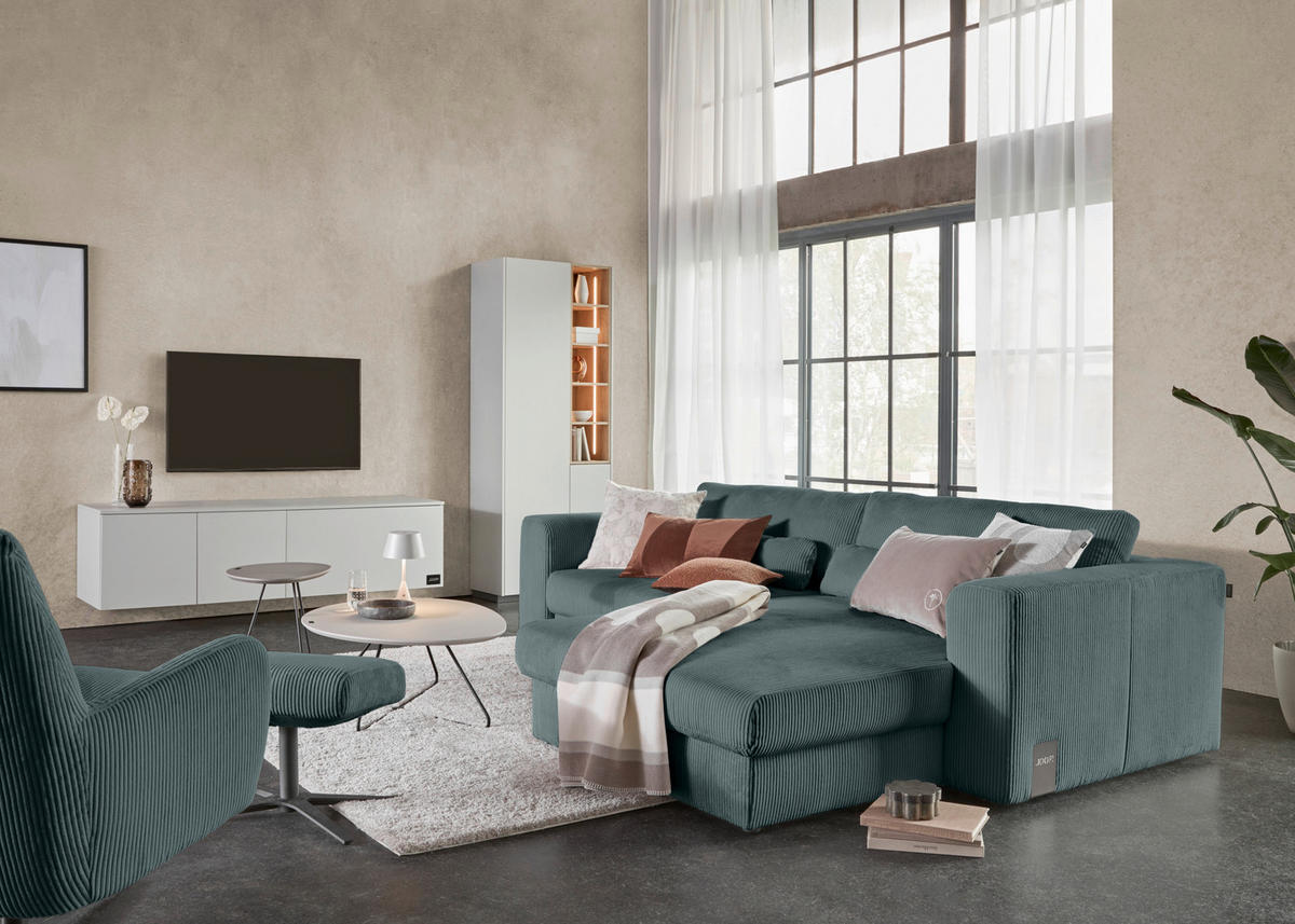 ECKSOFA JOOP Petrol Cord  - Petrol/Schwarz, KONVENTIONELL, Kunststoff/Textil (269/192cm) - Joop!