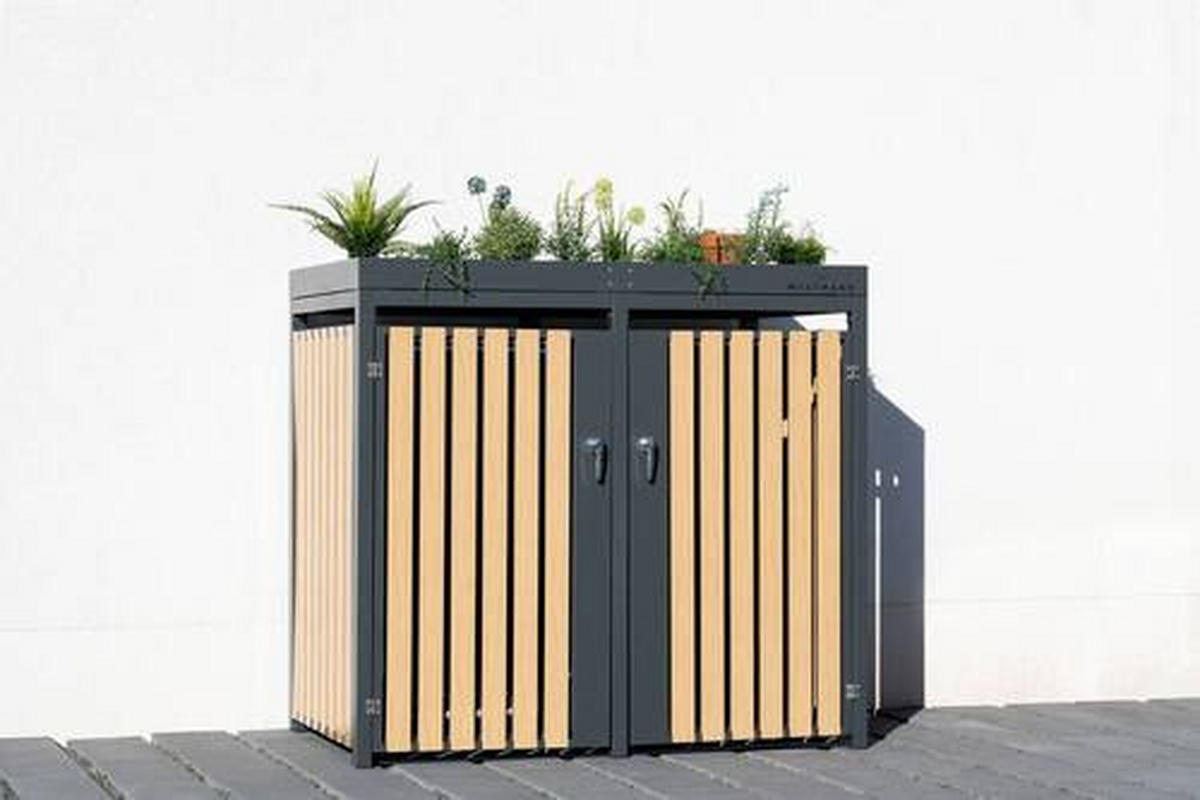 MÜLLTONNENBOX - Anthrazit/Naturfarben, Basics, Metall (84/125/134cm)