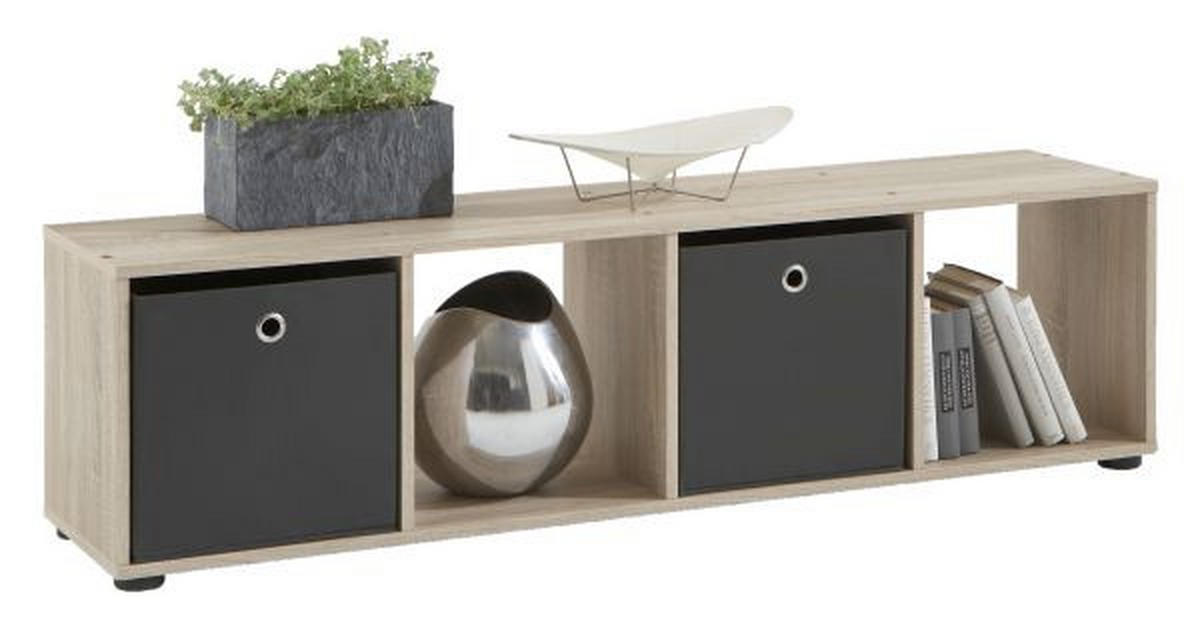 OTVORENA POLICA boja hrasta  - boja hrasta/crna, Dizajnerski, pločasti materijal/plastika (140,5/38,5/33,0cm) - Boxxx