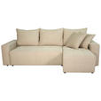 ECKSOFA inkl. Funktion Beige Cord  - Beige/Schwarz, Design, Kunststoff/Textil (248/146cm) - Xora