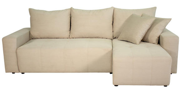 ECKSOFA inkl. Funktion Beige Cord  - Beige/Schwarz, Design, Kunststoff/Textil (248/146cm) - Xora