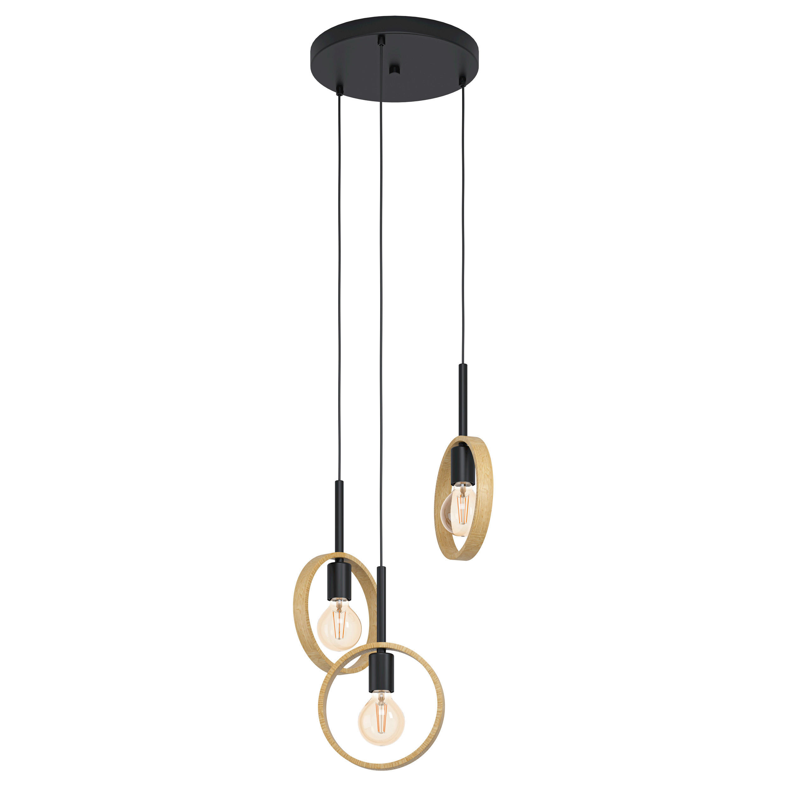 HÄNGELEUCHTE Ipsden 30/130 cm   - Schwarz/Braun, Design, Holz/Metall (30/130cm) - Eglo