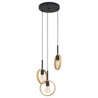 HÄNGELEUCHTE Ipsden 30/130 cm   - Schwarz/Braun, Design, Holz/Metall (30/130cm) - Eglo