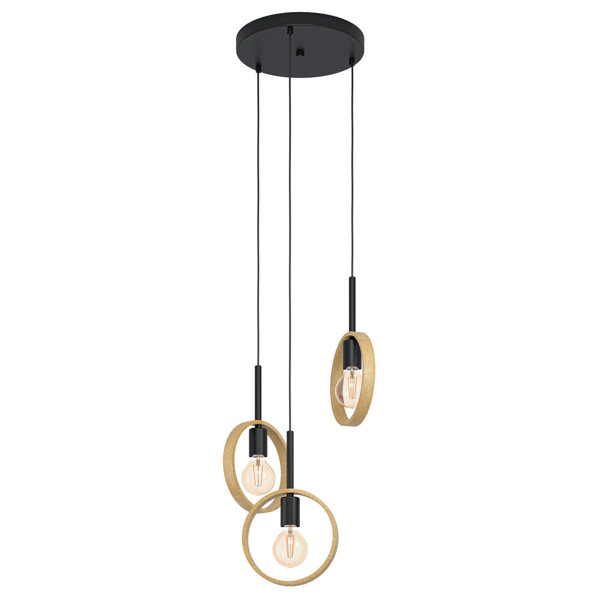 HÄNGELEUCHTE Ipsden 30/130 cm   - Schwarz/Braun, Design, Holz/Metall (30/130cm) - Eglo