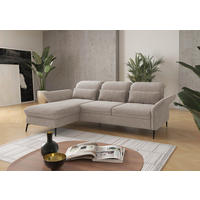 ECKSOFA in Flachgewebe Greige  - Greige/Schwarz, Konventionell, Textil/Metall (198/264cm) - Sit & More
