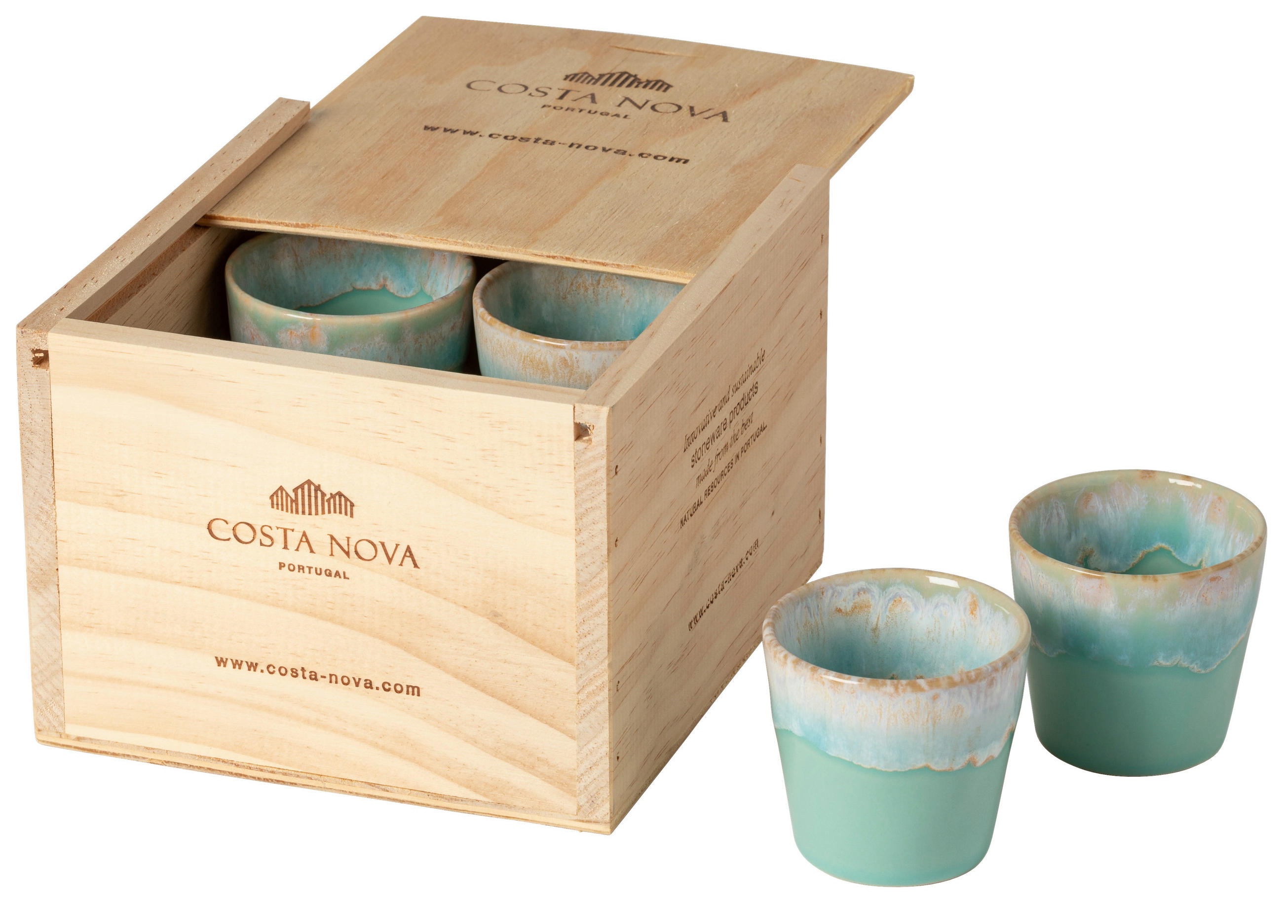 ESPRESSOTASSENSET 80ML GRESPRESSO 8-teilig  - Hellblau, Basics, Holz/Keramik - Costa Nova