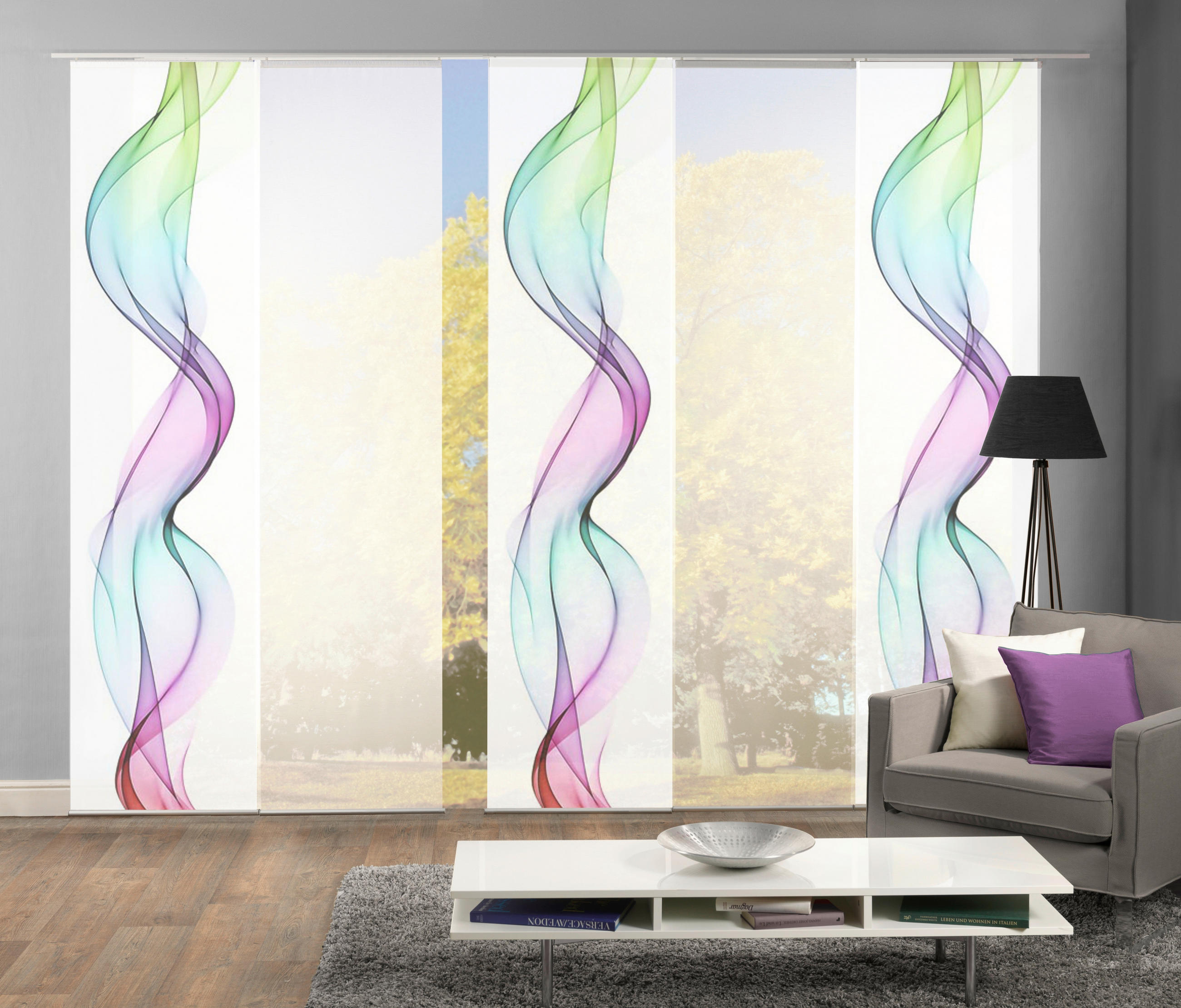 PANELOVÝ ZÁVĚS, 5x60/245 cm - vícebarevná, Design, textil (5x60/245cm)