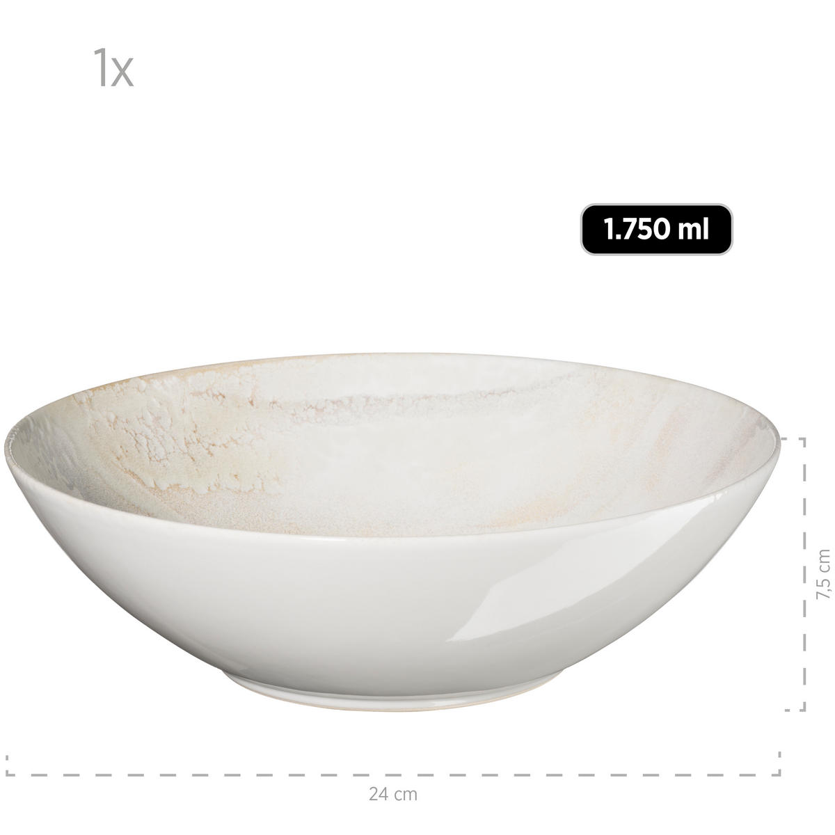 SALATSET  Ossia 7-teilig  - Beige, Basics, Keramik (35,5/36,5/31,5cm) - Mäser