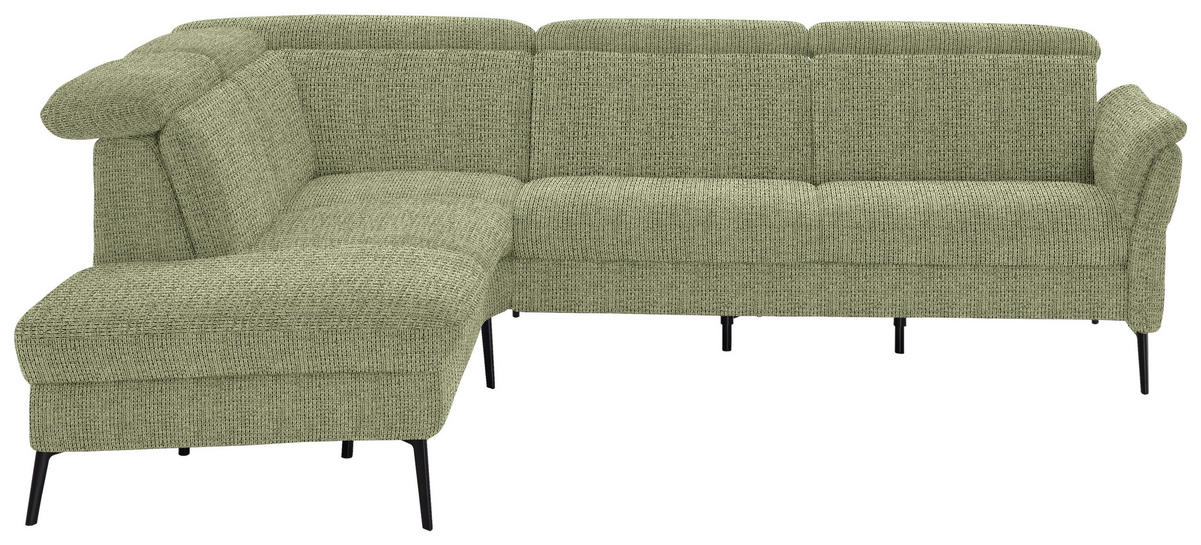 ECKSOFA in Struktur Grün  235/275 cm  - Schwarz/Grün, MODERN, Textil/Metall (235/275cm) - Cantus