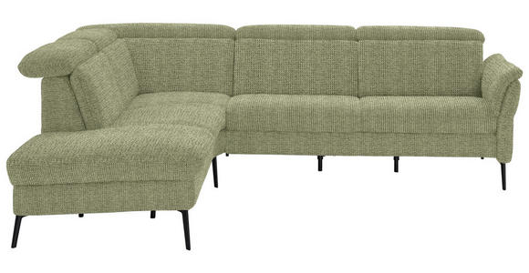 ECKSOFA in Struktur Grün  235/275 cm  - Schwarz/Grün, MODERN, Textil/Metall (235/275cm) - Cantus