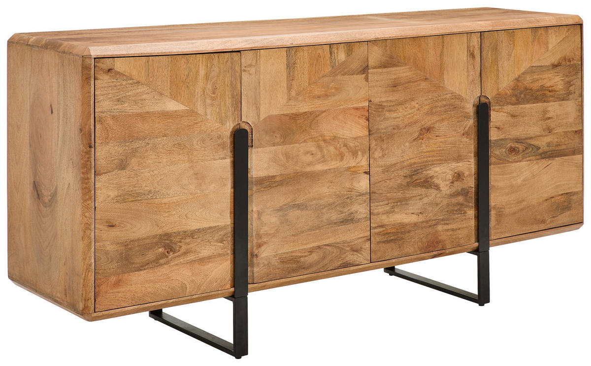 SIDEBOARD  in 170/80/45 cm  - Schwarz/Naturfarben, Design, Holz/Metall (170/80/45cm) - Livetastic