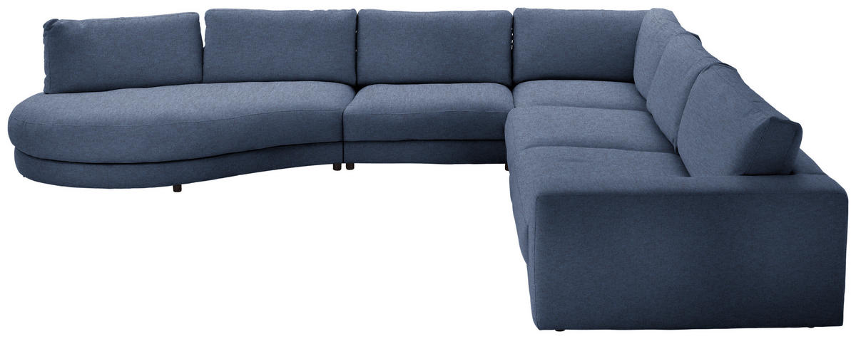 ECKSOFA Flachgewebe Blau  - Blau/Schwarz, Design, Kunststoff/Textil (425/365cm) - Lomoco