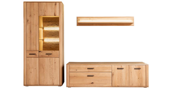 WOHNWAND  in Eichefarben  302/208/50 cm  - Eichefarben/Anthrazit, KONVENTIONELL, Glas/Holz (302/208/50cm) - Cantus
