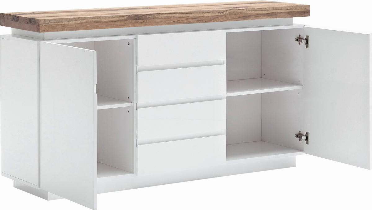 SIDEBOARD 150/81/40 cm  - vit/ekfärgad, Design, trämaterial/trä (150/81/40cm)