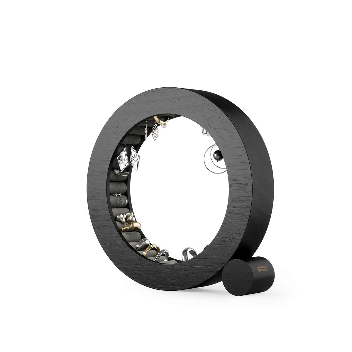 DRŽAČ ZA NAKIT  4/19/19 cm     - crna, Konvencionalno, drvo/tekstil (4/19/19cm) - Umbra