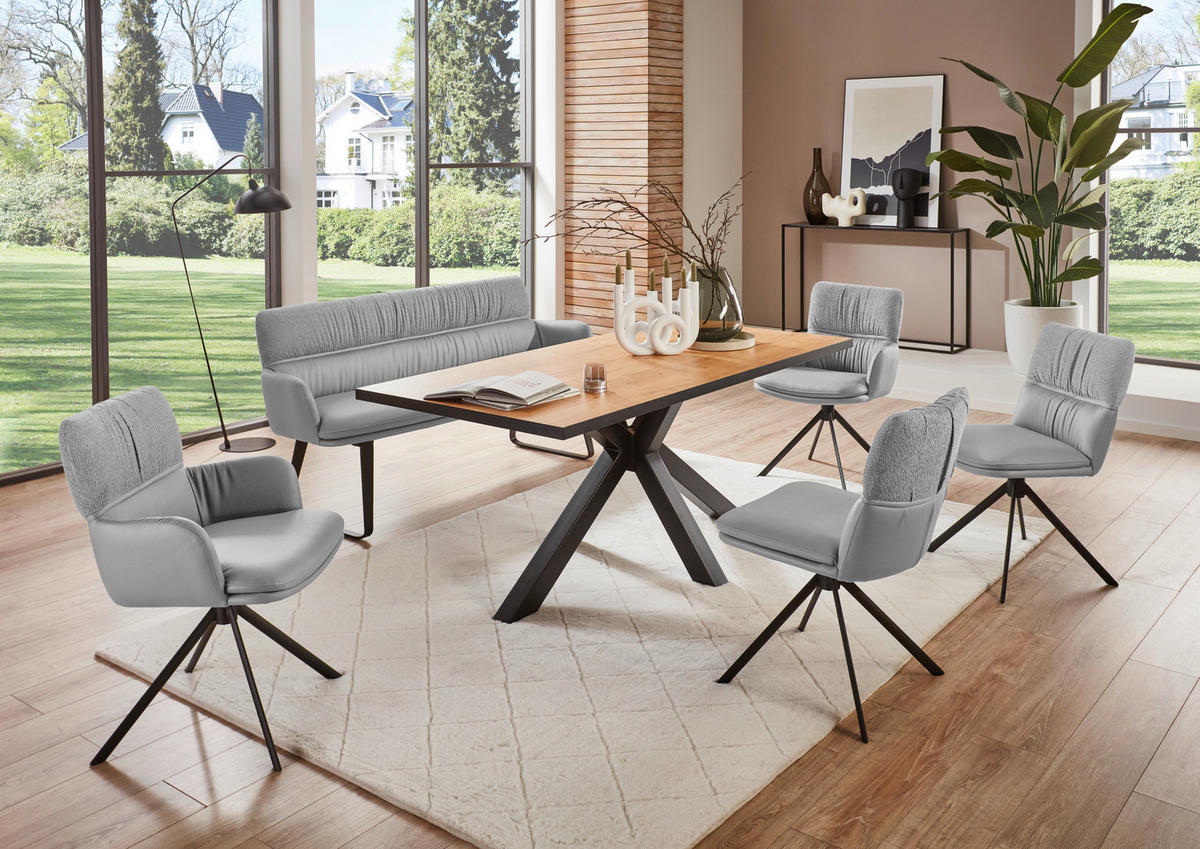 ESSTISCH Eiche furniert rechteckig Schwarz, Eichefarben  - Eichefarben/Schwarz, Design, Holz/Holzwerkstoff (180/100/76cm) - Valdera