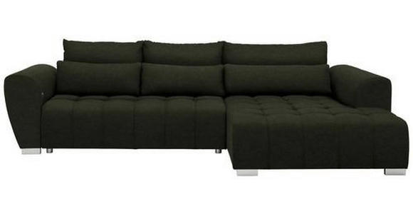 ECKSOFA in Webstoff Dunkelgrün  - Dunkelgrün/Silberfarben, MODERN, Kunststoff/Textil (304/218cm) - Carryhome