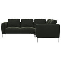 ECKSOFA Waldgrün Webstoff, Flachgewebe  - Waldgrün/Schwarz, Design, Textil/Metall (252/219cm) - Livetastic