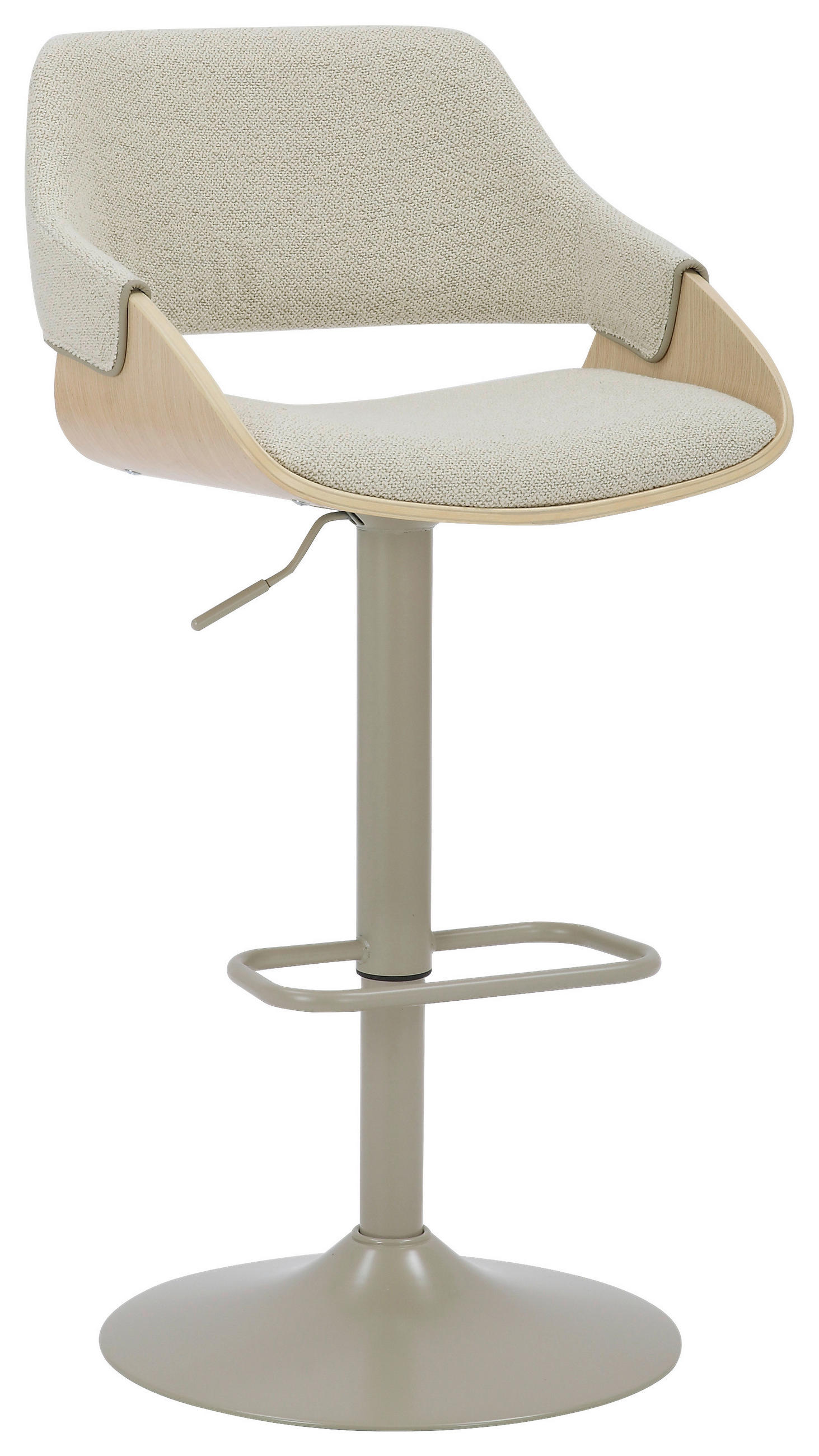 BARHOCKER in Holz, Metall, Textil Creme, Eichefarben  - Eichefarben/Creme, Design, Holz/Textil (51/90-111/51cm) - Stylife