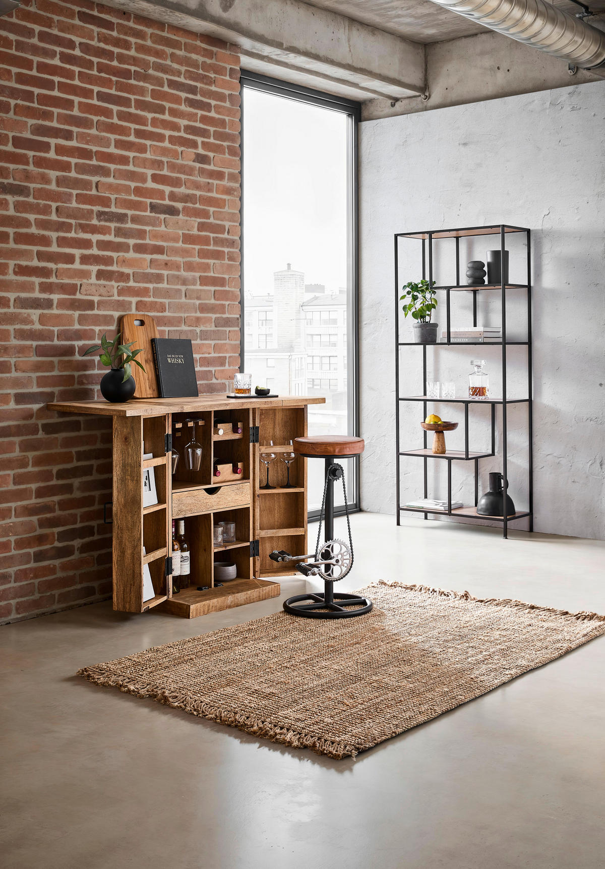 BARSKA STOLICA  braon, crna   - braon/crna, Trendi, koža/metal (36/76/36cm) - Landscape