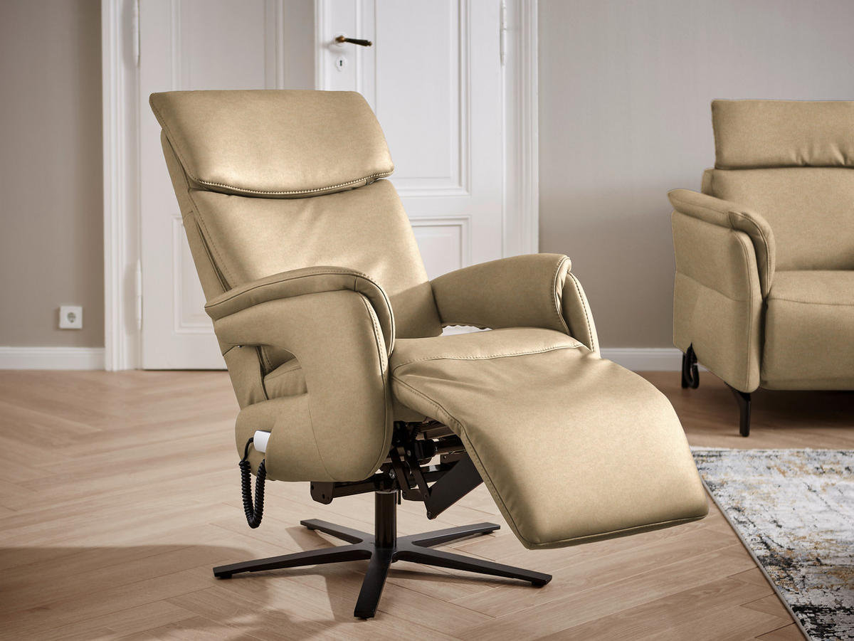 RELAXSESSEL in Textil Beige  - Beige/Schwarz, Design, Textil/Metall (70/117/85cm) - Dieter Knoll