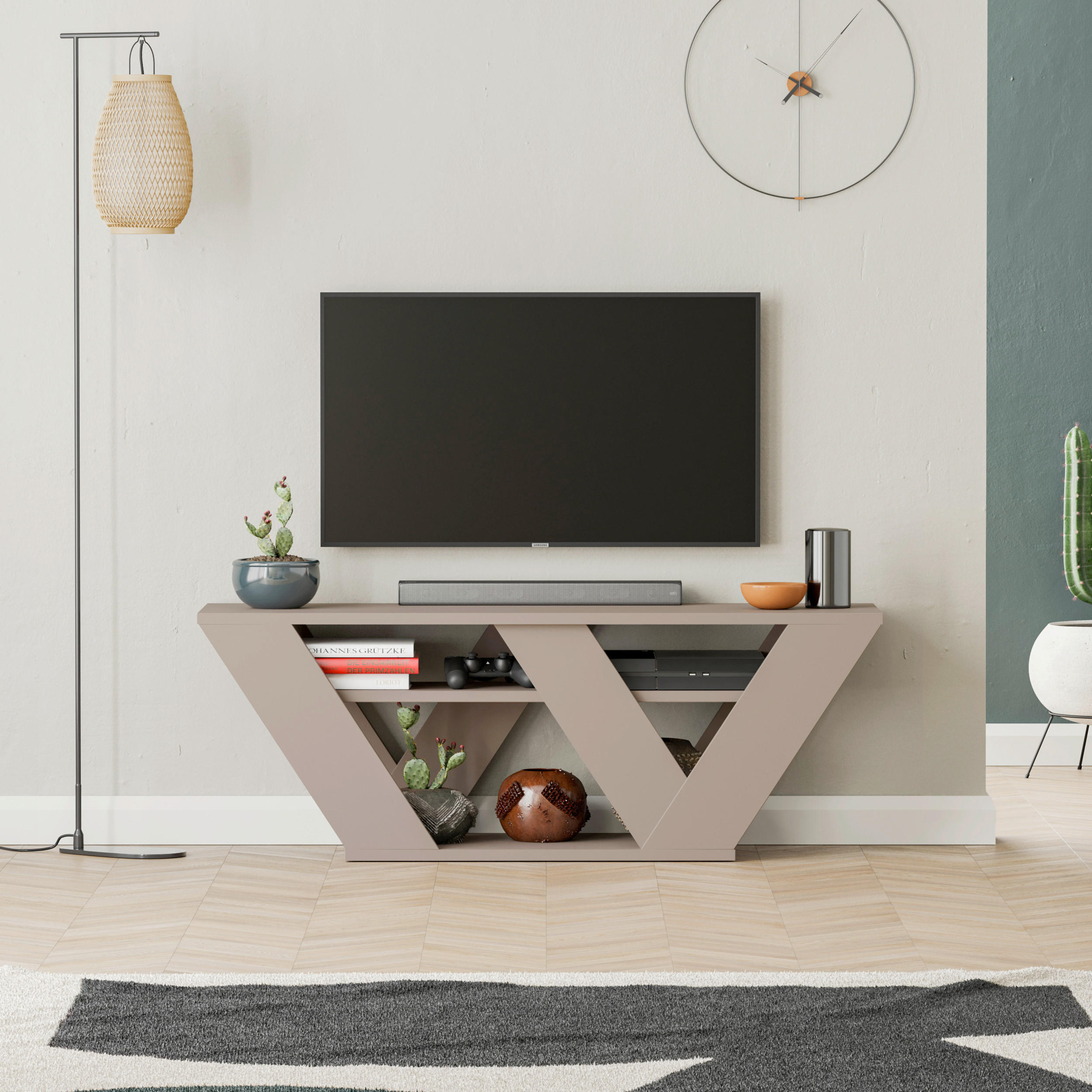PHONOTISCH Holzwerkstoff Mokka  - Mokka, Design, Holzwerkstoff (110/30/40cm) - Livetastic