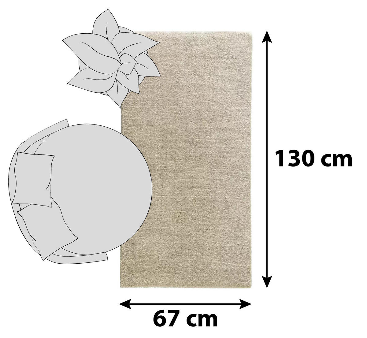 WEBTEPPICH NEW LIVORNO 67/130 cm New Livorno Hellbraun  - Hellbraun, KONVENTIONELL, Textil (67/130cm) - Novel