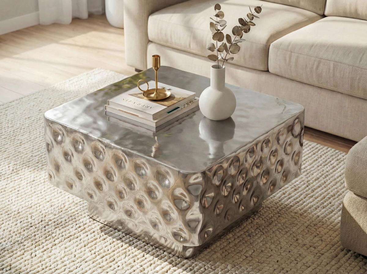 COUCHTISCH in Metall 60/60/38 cm  - Silberfarben, Design, Metall (60/60/38cm) - MID.YOU