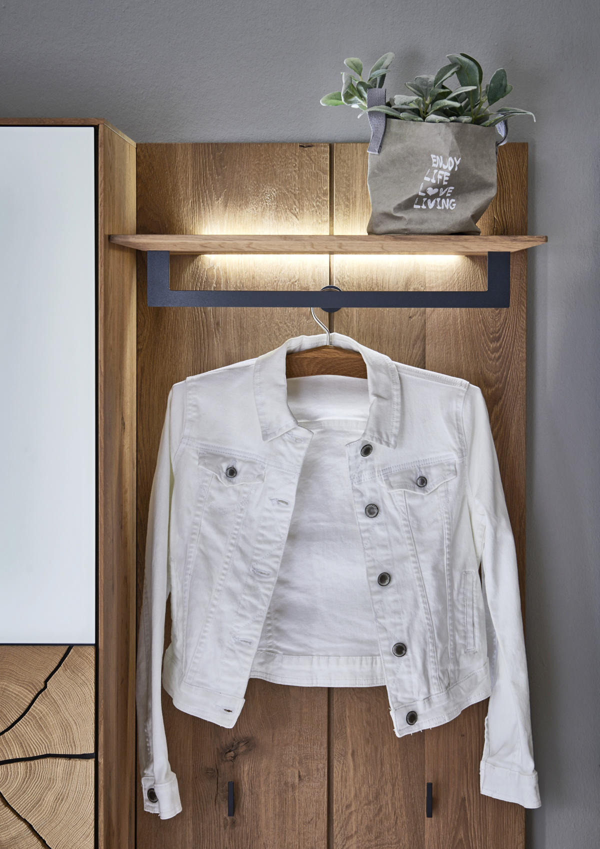GARDEROBE 5-teilig  in  - Eichefarben/Weiß, Design, Glas/Holz - Valdera