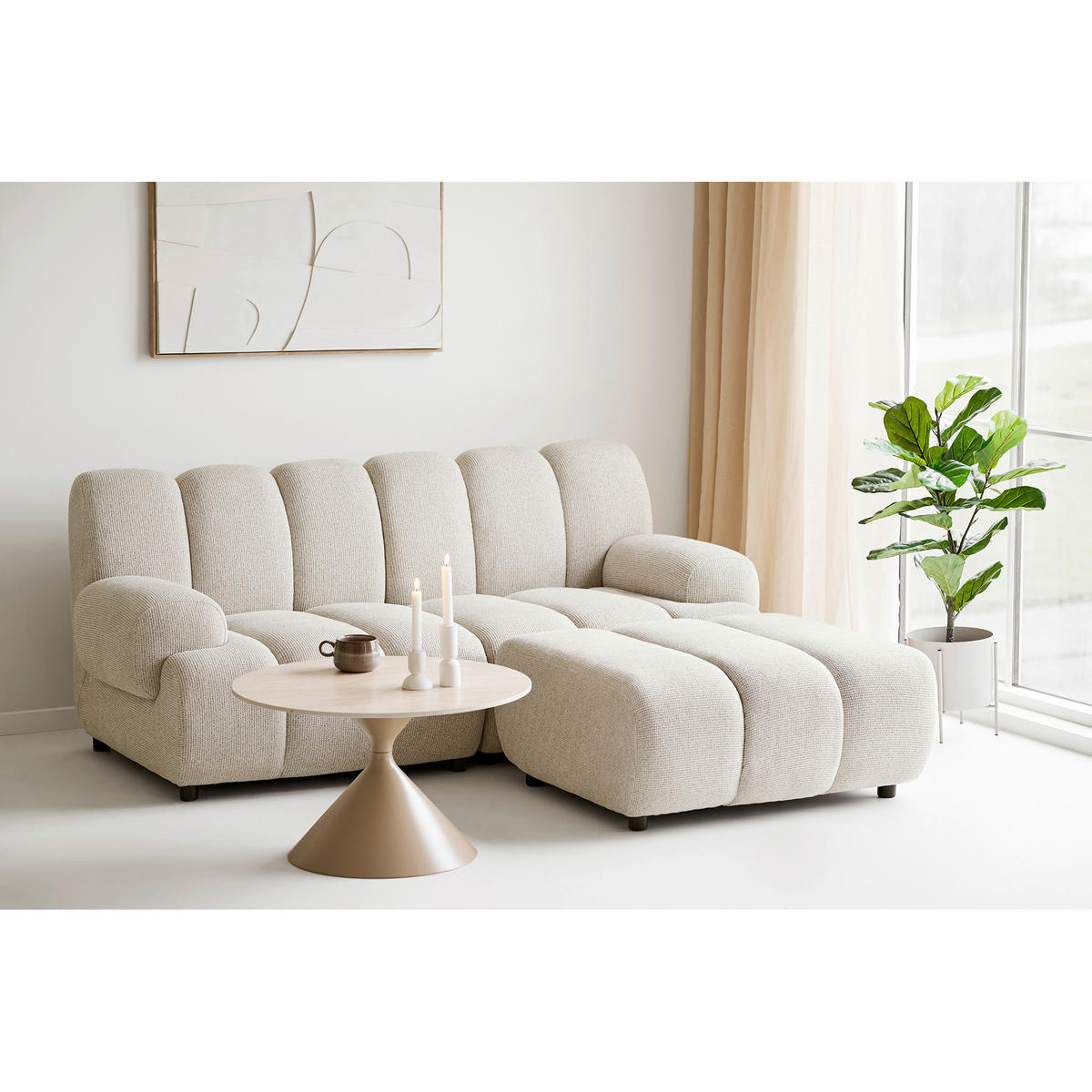 COUCHTISCH Annecy 70/70/41 cm rund Sandfarben  - Sandfarben, Design, Stein/Metall (70/70/41cm) - MID.YOU