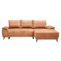 ECKSOFA in Struktur Rostfarben  - Rostfarben/Schwarz, Modern, Textil/Metall (262/168cm) - home24