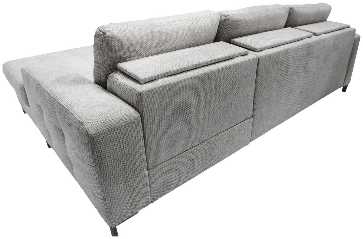 ECKSOFA in Struktur Hellgrau  255/176 cm  - Hellgrau/Schwarz, Design, Textil/Metall (255/176cm) - Livetastic