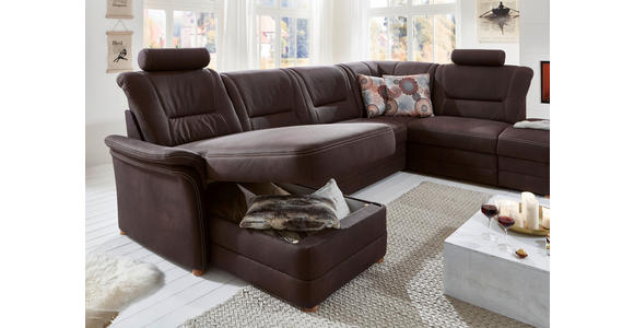 WOHNLANDSCHAFT in Mikrofaser Dunkelbraun - Eiche Bianco/Dunkelbraun, KONVENTIONELL, Holz/Textil (162/327/218cm) - Carryhome