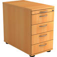 ANSTELLCONTAINER 42,8/72-76/80 cm  - Buchefarben/Alufarben, KONVENTIONELL, Holzwerkstoff/Kunststoff (42,8/72-76/80cm) - Venda