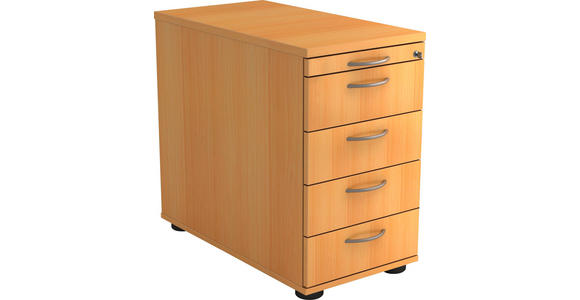 ANSTELLCONTAINER 42,8/72-76/80 cm  - Buchefarben/Alufarben, KONVENTIONELL, Holzwerkstoff/Kunststoff (42,8/72-76/80cm) - Venda