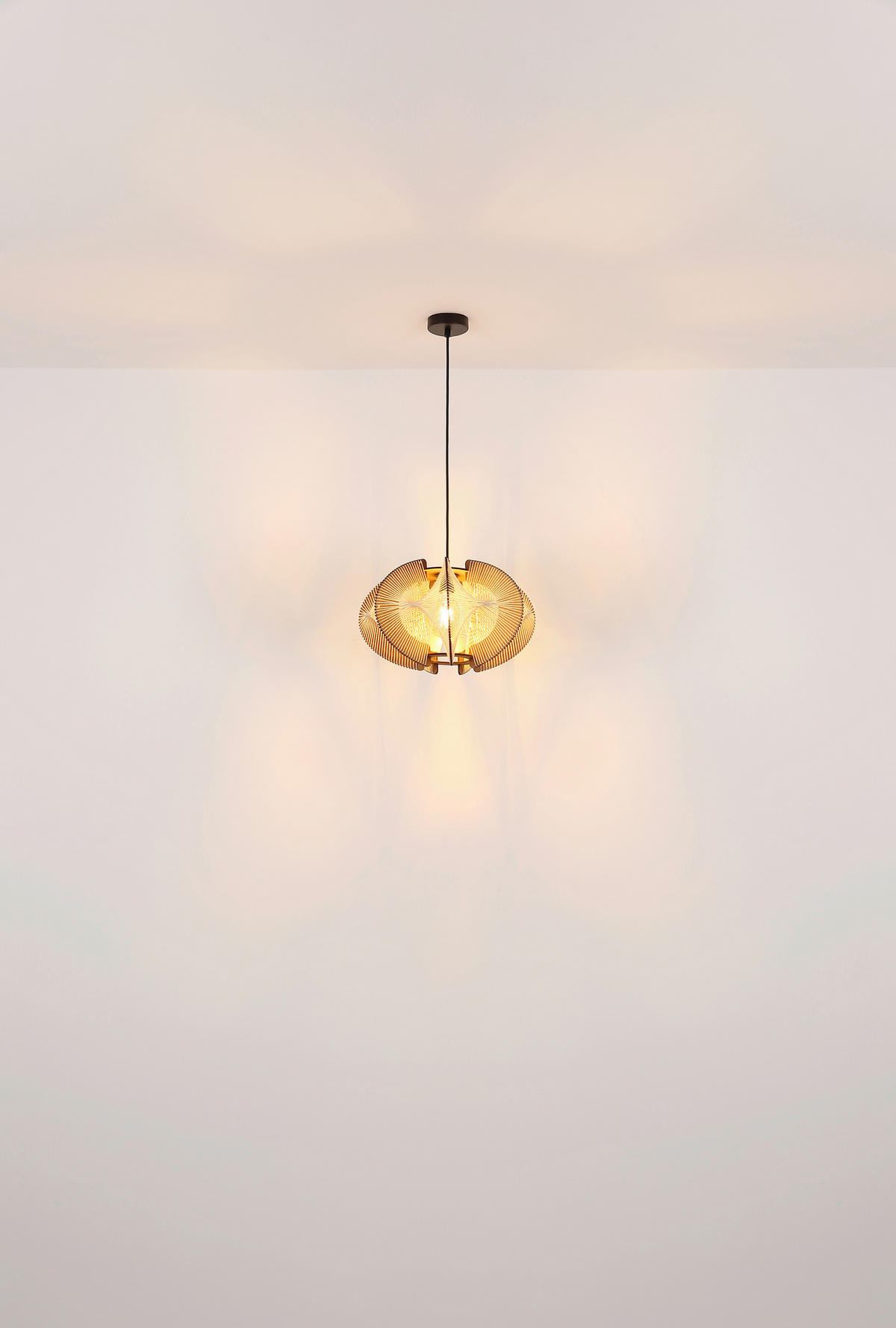 HÄNGELEUCHTE Sakura 34/150 cm  - Dunkelbraun/Schwarz, Design, Naturmaterialien/Holzwerkstoff (34/150cm) - Globo