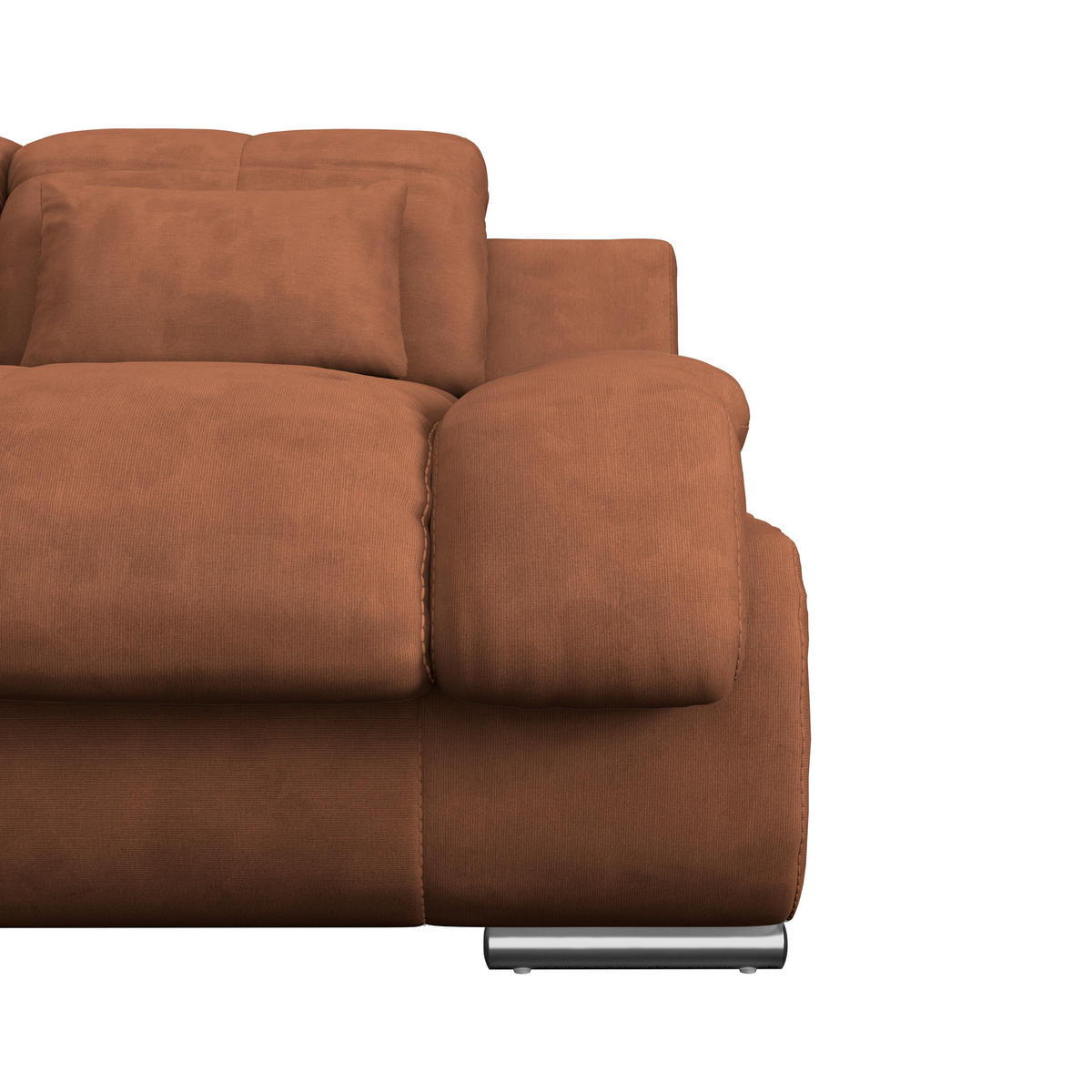 WOHNLANDSCHAFT Cognac Mikrofaser  - Chromfarben/Cognac, MODERN, Textil/Metall (228/345/184cm) - MID.YOU