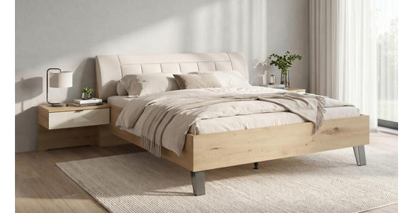 BETTANLAGE - Eiche Bianco/Champagner, KONVENTIONELL, Glas/Textil (180/200cm) - Dieter Knoll