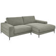 ECKSOFA in Feincord Grau  - Schwarz/Grau, Design, Textil/Metall (253/177cm) - Dieter Knoll